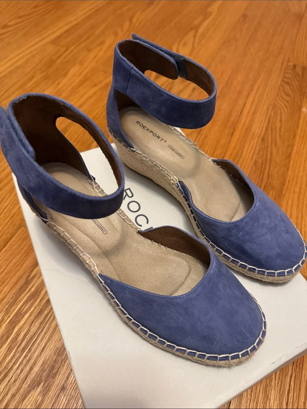 Rockport Blue Suede Ankle-Strap Espadrilles